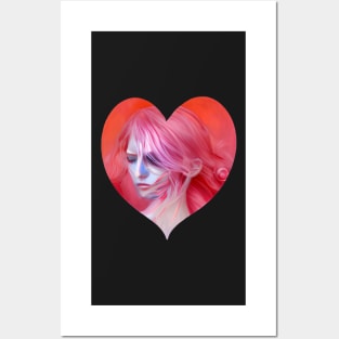 Anime Portrait In Heart (Valentines Special) Posters and Art